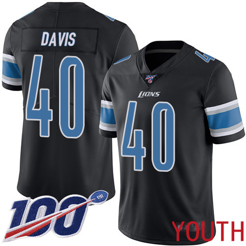Detroit Lions Limited Black Youth Jarrad Davis Jersey NFL Football #40 100th Season Rush Vapor Untouchable->youth nfl jersey->Youth Jersey
